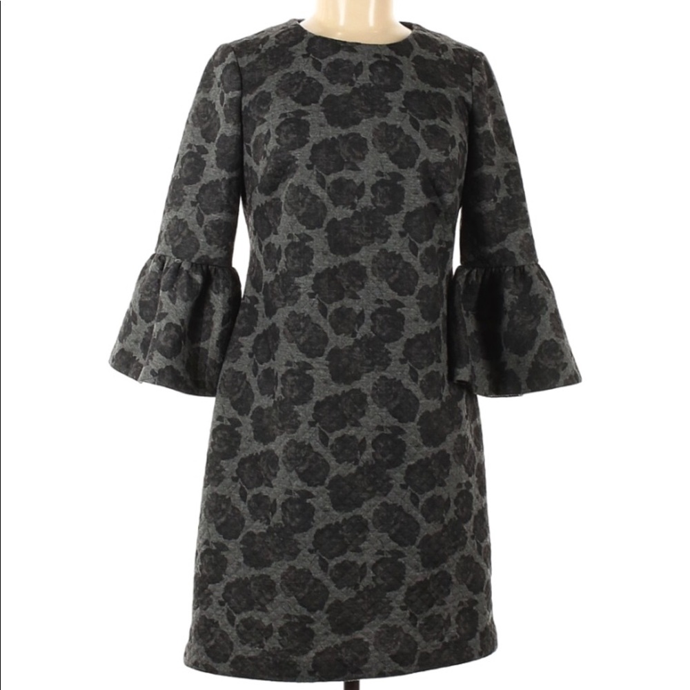Calvin Klein Floral Quilted Dress Bell Sleeves